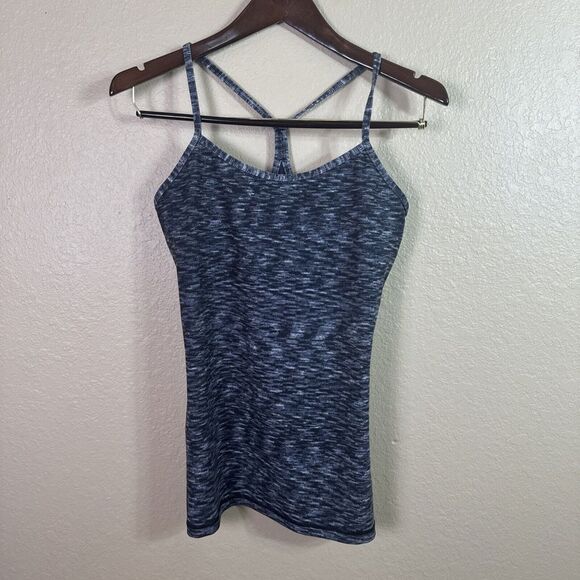 lululemon athletica Tops - Lululemon Power Y Gray Striped‎ Tank Top 4 Racerback Fitted